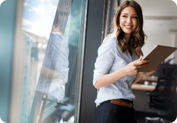 Woman using iPad