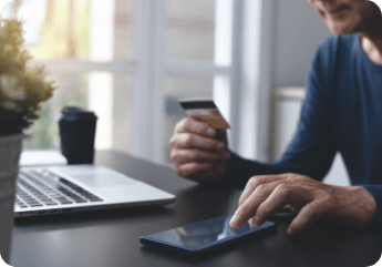 Man making purchase on mobile phone