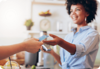 Lady taking a bank card