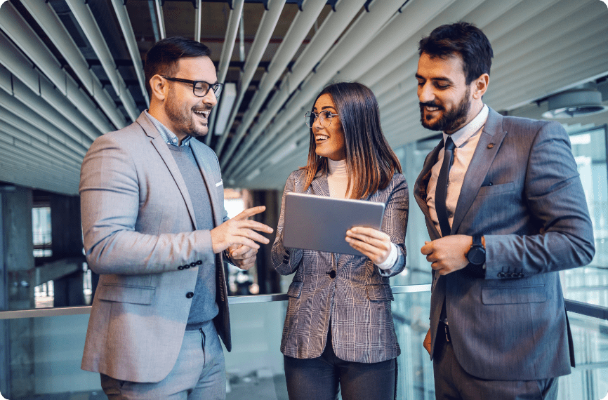 Three people are discussing the plan