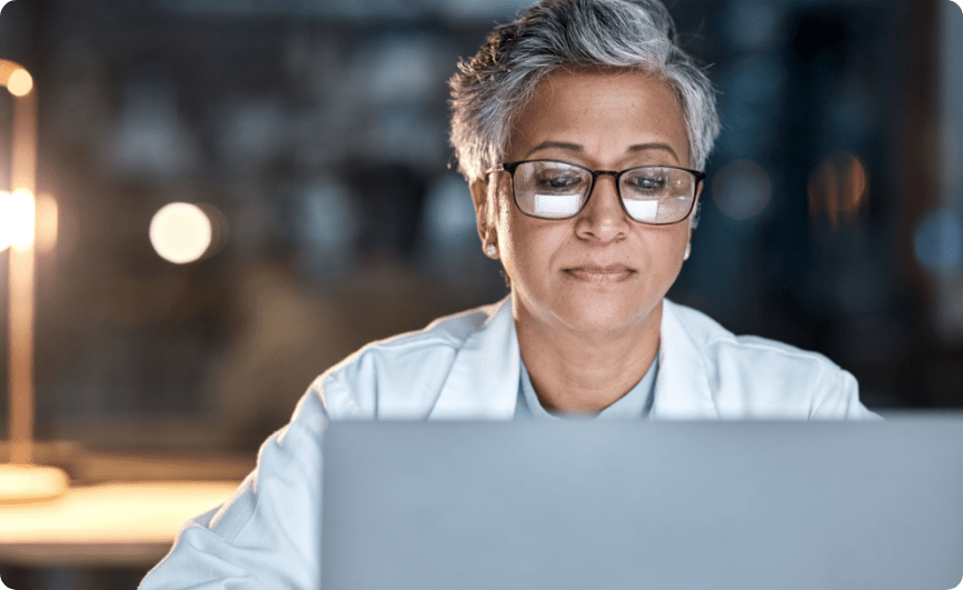 Woman using the computer